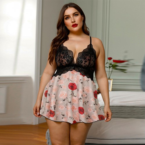 Strap Chemise Halter Teddy V Neck Sleepwear Pink