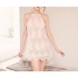 Halter Neck Lace Edge Backless Babydoll Lingerie