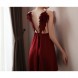 Deep V-neck Long Dress Lingerie with Angel Wings on the Back Red