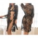 Sexy Lace Lingerie Kimono Robe Sheer Babydoll Black
