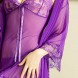 Kimono Robe Floral Lace Sheer Mesh Nightgown Black