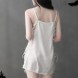 V-Neck Lace Babydoll Strap Side Slit Lingerie Green