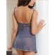 Women V-Neck Lace Babydoll Mesh Chemise Red
