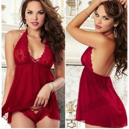 Lace Babydoll Sleepwear Boudoir Outfits Plus Size Burgundy