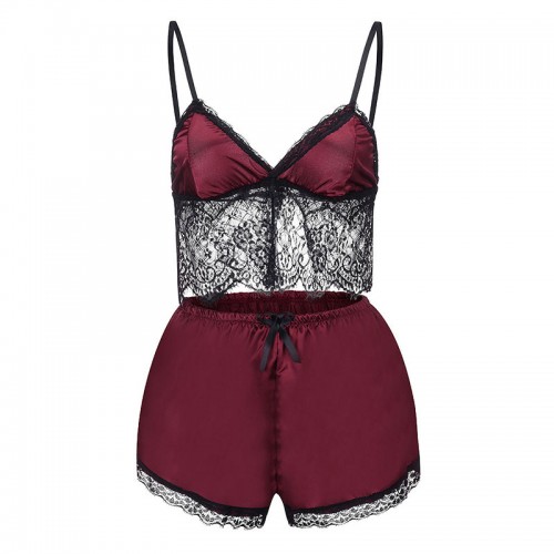 Lace Cami Top with Shorts with Panties 2 Piece Set
