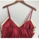 Sleeveless Tank Lace Nightgowns Babydoll Sleepwear Burgundy
