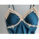 Sleeveless Tank Lace Nightgowns Babydoll Sleepwear Blue