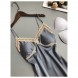 Sleeveless Tank Lace Nightgowns Babydoll Sleepwear Gray