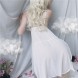 Floral Applique Mesh Chemise Boudoir Nighty White