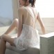 Women's Lingerie Lace Chemise Babydoll Strap Dress White