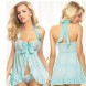 Open Front Halter Lace Babydoll Lingerie Plus Size
