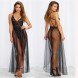 Sexy Lace Lingerie Babydoll Long Mesh Nightdress Black