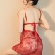 Women V-Neck Lace Sheer Babydoll Strap Lingerie Red