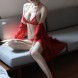 Lace Kimono Robe Babydoll Lingerie Eyelash Set Red